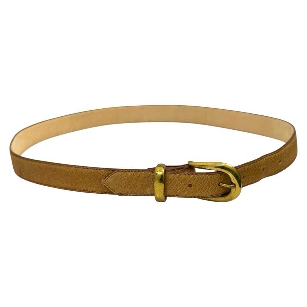 Vintage Pigskin Leather Belt Gold Buckle Bonded Lining Golden Brown Women’s M/L - Picture 2 of 6
